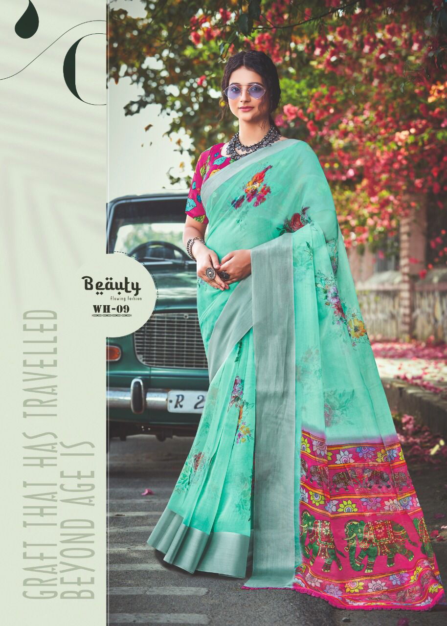 Sc White Lion Designer Printed Wholesale Party Wear Sarees
